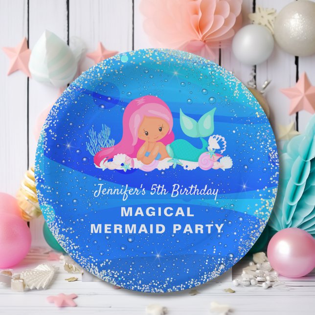 Magical Mermaid Sparkle Birthday Pappteller (Von Creator hochgeladen)