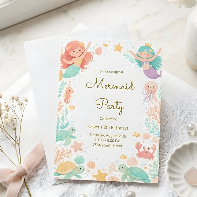 Magical Mermaid Under the Sea Kids Birthday Party  Einladung (Von Creator hochgeladen)