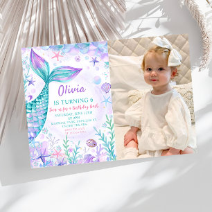 Magical Mermaids Schwanz Birthday Party Foto Einladung