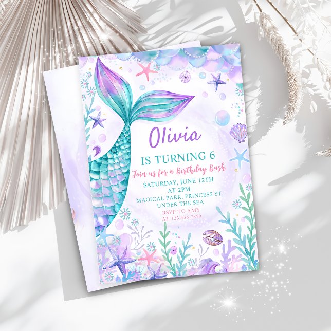 Magical Mermaids Schwanz Geburtstagsparty Einladung (Von Creator hochgeladen)