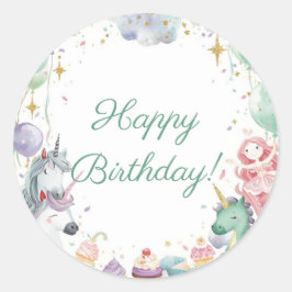 Magical Mermaids Unicorns Rainbow Favor Stickers