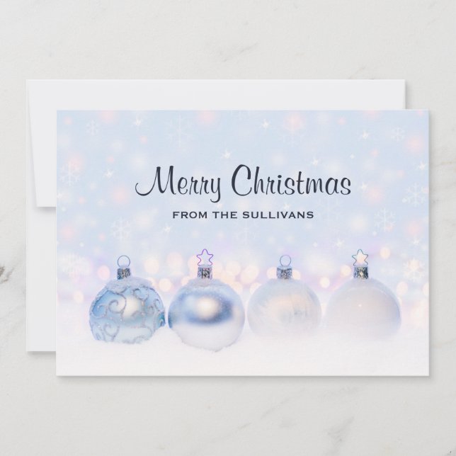 Magical Metallic Christmas Balls Fotograph Feiertagskarte (Vorderseite)