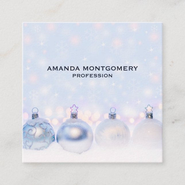 Magical Metallic Christmas Balls Fotograph Quadratische Visitenkarte (Vorderseite)