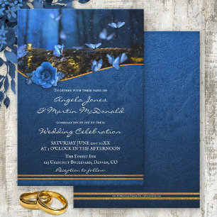 Magical Midnight Blue Butterfly Wedding Einladung