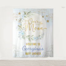 Magical Moon Stars Blue Gold Baby Boy Willkommen