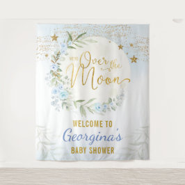 Magical Moon Stars Blue Gold Baby Boy Willkommen Wandteppich