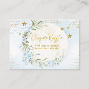 Magical Moon Stars Blue Gold Floral Diaper Raffel Begleitkarte