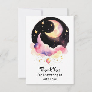 Magical Moon & Stars Watercolor Baby Dusche Dankeskarte