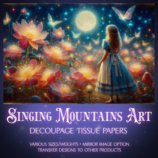 Magical Moonlight Firefly Garden Alice Decoupage Seidenpapier (Von Creator hochgeladen)