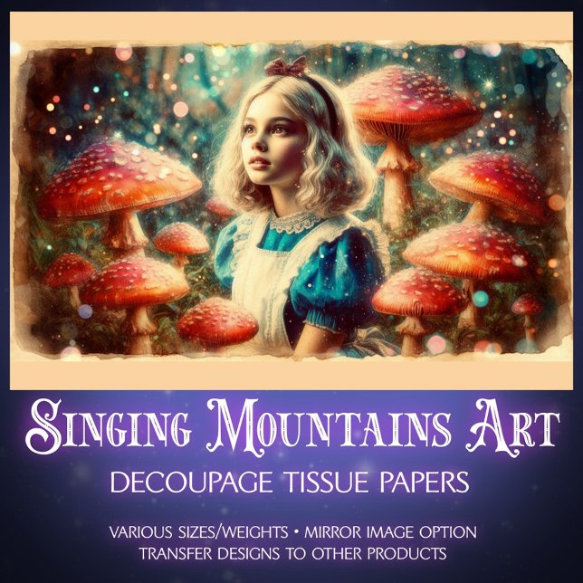 Magical Mushroom Wonderland and Alice Decoupage Seidenpapier (Von Creator hochgeladen)