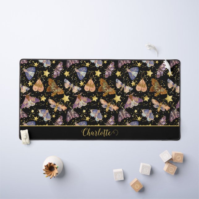 Magical Night Moth Imitats Gold Glitzer Startet de Schreibtischunterlage (Kindertisch)