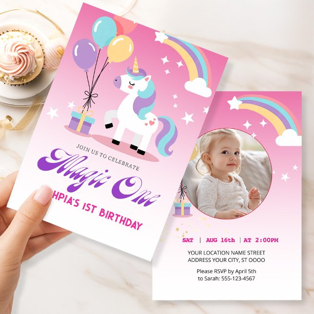 Magical one Birthday Unicorn Einladung (Von Creator hochgeladen)