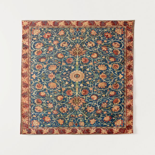 Magical Oriental Rug Pattern in Blue and Red Wandteppich (Vorderseite)