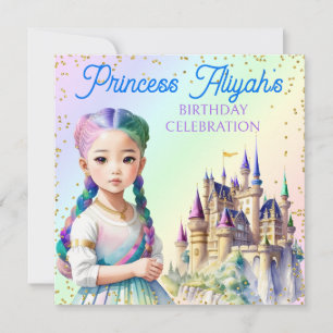 Magical Pastel Princess Fantasy Rainbow Castle Einladung