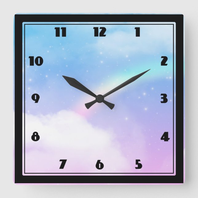 Magical Pastel Quadratische Wanduhr (Vorderseite)