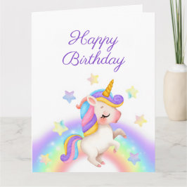 Magical Pastel Rainbow Stars Unicorn Birthday Karte