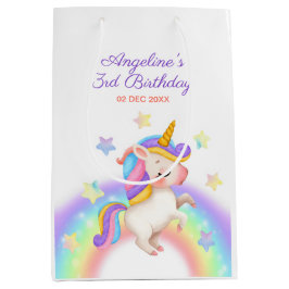 Magical Pastel Rainbow Stars Unicorn Birthday Mittlere Geschenktüte