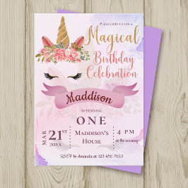 Magical Pastel Unicorn Geburtstagsparty Einladung