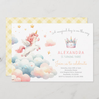 Magical Pastel Unicorn Geburtstagsparty Einladung