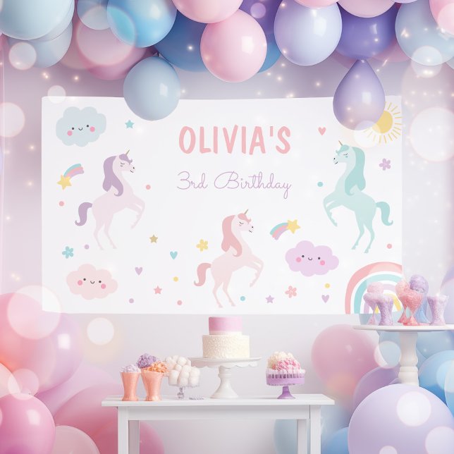 Magical Pastel Unicorn Rainbow Birthday Party Banner (Von Creator hochgeladen)