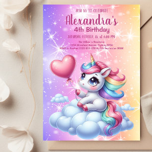 Magical Pastel Unicorn Rainbow Birthday Party Einladung