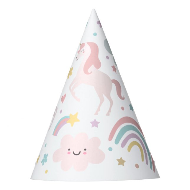 Magical Pastel Unicorn Rainbow Birthday Party Partyhütchen (Vorderseite)