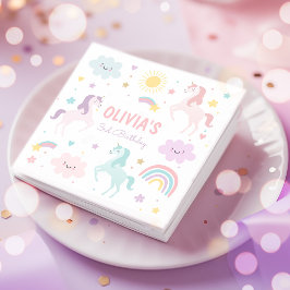 Magical Pastel Unicorn Rainbow Birthday Party Serviette