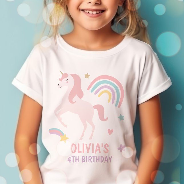 Magical Pastel Unicorn Rainbow Birthday Party T-Shirt (Von Creator hochgeladen)