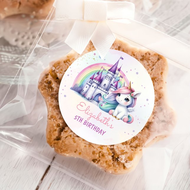 Magical Pastel Unicorn Rainbow Birthday Runder Aufkleber (Von Creator hochgeladen)