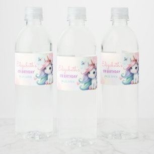 Magical Pastel Unicorn Rainbow Birthday Wasserflaschenetikett