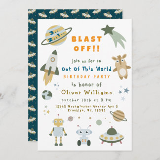 Magical Personalized Space Birthday Party Invite Einladung