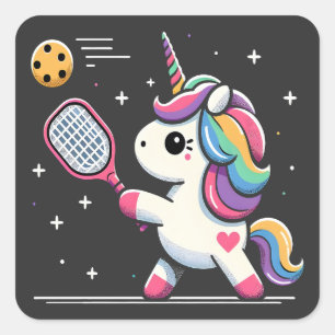 Magical Pickleball Unicorn - Funny Fantasy Player Quadratischer Aufkleber