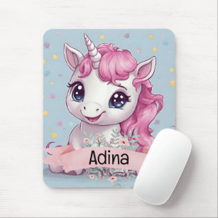 Magical Pink Baby Unicorn Stars Individuelle Name Mousepad