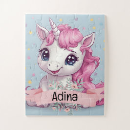 Magical Pink Baby Unicorn Stars Individuelle Name Puzzle