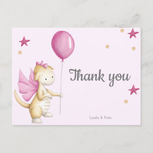 Magical Pink Dragon Baby Dusche Danke Postcard Postkarte