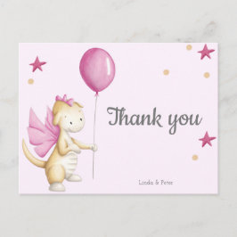 Magical Pink Dragon Baby Dusche Danke Postcard Postkarte