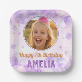 Magical Purple Photo Birthday Party Pappteller