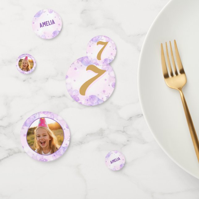 Magical Purple Photo Happy Birthday Party  Konfetti (Gruppe)