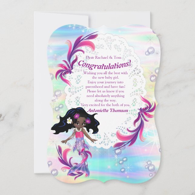 Magical Rainbow Baby Mermaids Glückwunsch Card Einladung (Vorderseite)