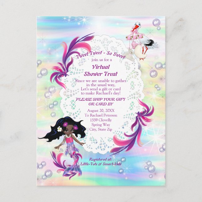 Magical Rainbow Baby Mermaids Virtual Shower Postkarte (Vorderseite)