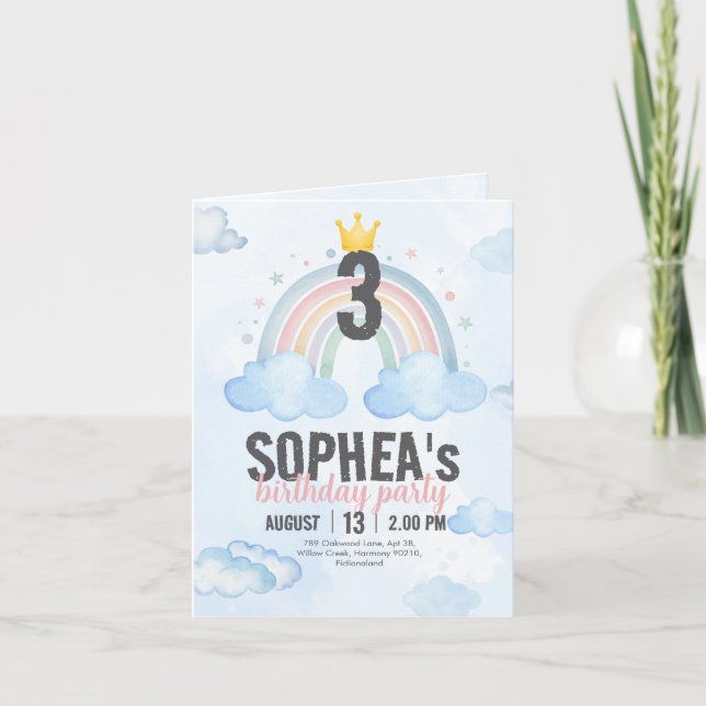 Magical Rainbow Birthday Invitation Einladung (Vorderseite)