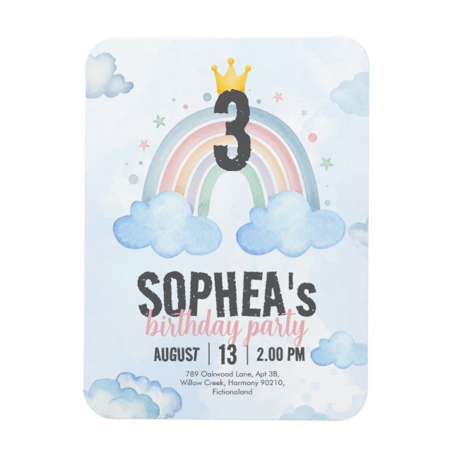 Magical Rainbow Birthday Invitation Magnet (Vertikal)