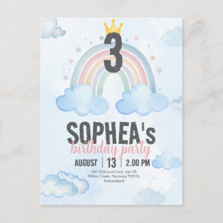 Magical Rainbow Birthday Invitation Postcard Einladungspostkarte