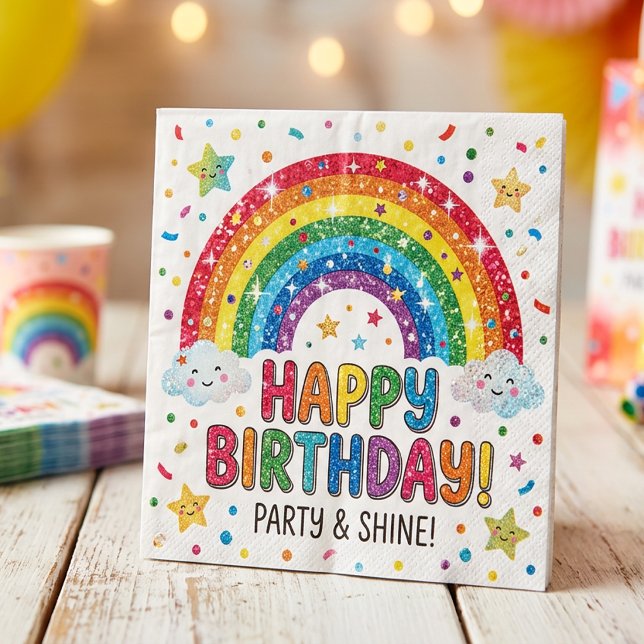 Magical Rainbow birthday party Paper Napkin Serviette (Von Creator hochgeladen)