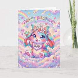 Magical Rainbow Bunny Birthday Whimsical Childrens Karte