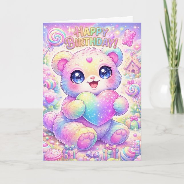 Magical Rainbow Puppy Children's Birthday Card   Karte (Vorderseite)