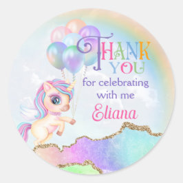 Magical Rainbow Unicorn Danke Runder Aufkleber