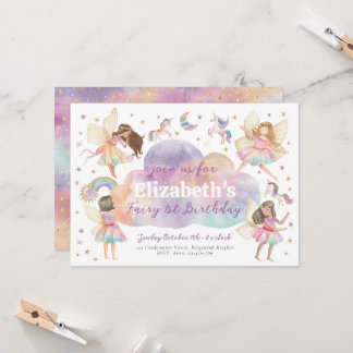 Magical Rainbow Unicorn Fairy First Birthday Einladung