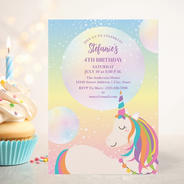 Magical Rainbow Unicorn Girl Birthday Party Einladung (Von Creator hochgeladen)