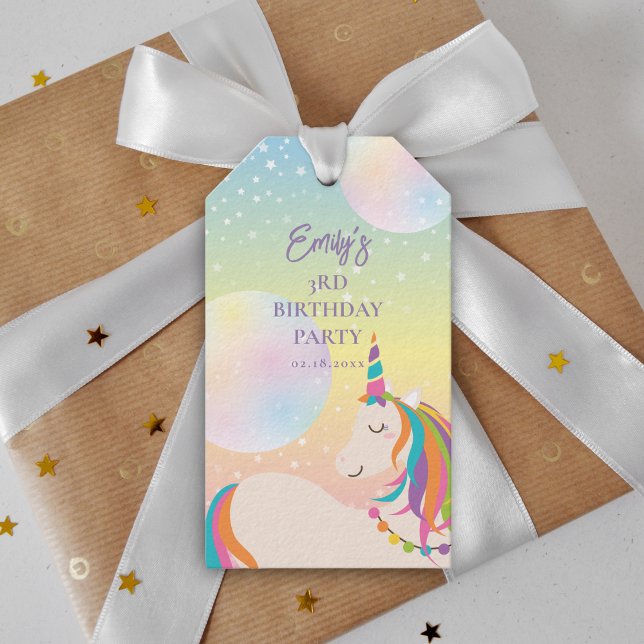Magical Rainbow Unicorn Girl Birthday Party Geschenkanhänger (Von Creator hochgeladen)